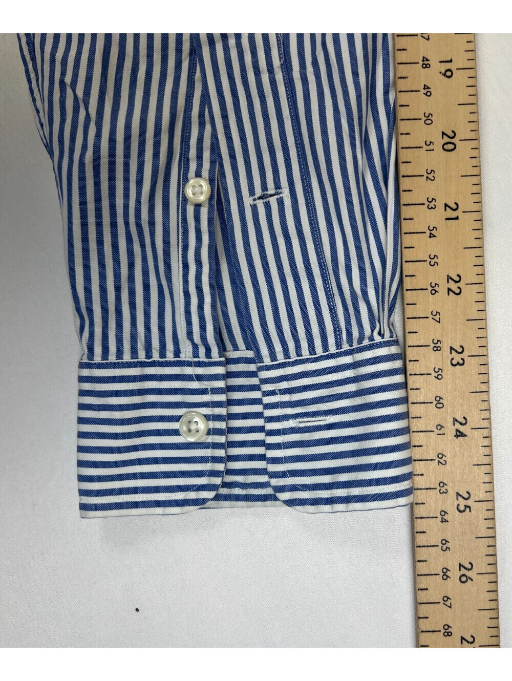 Ralph Lauren Men 15-35 Yarmouth Button Down Shirt Blue White Striped Cotton - Picture 11 of 11